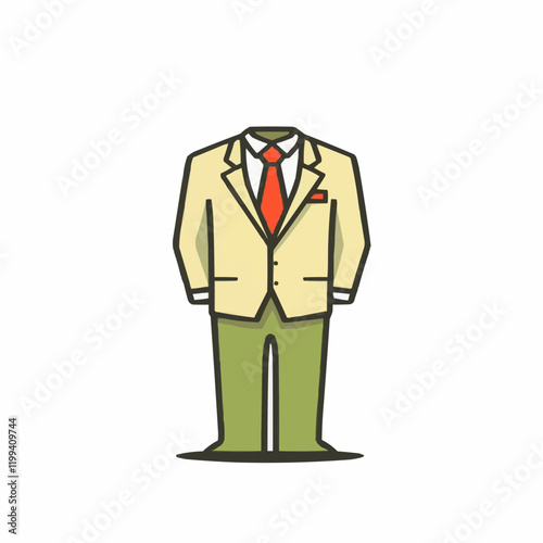 Headless Man in Suit and Tie Illustration. Vector Image