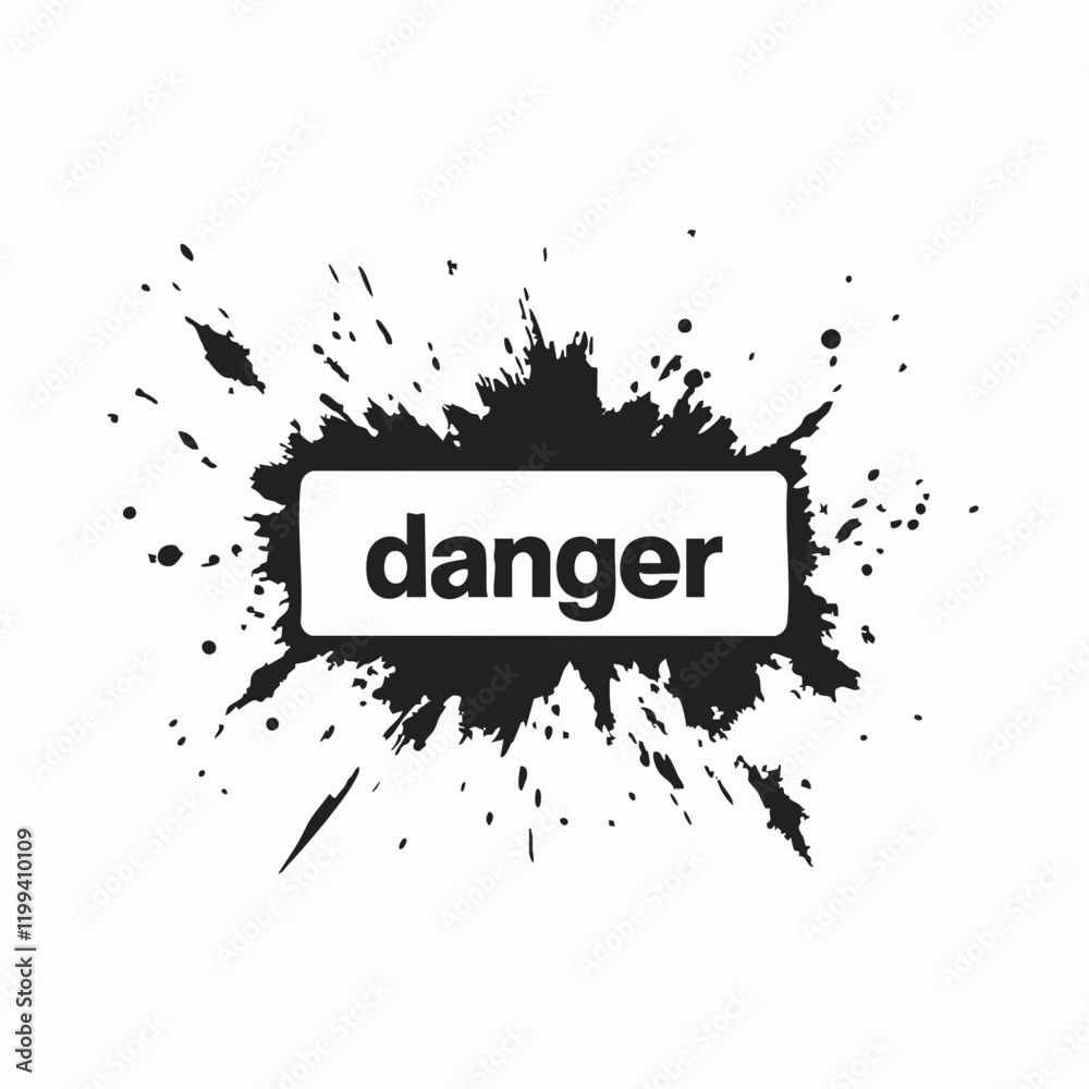Obraz premium Ink Splash Danger Sign Graphic. Vector Image