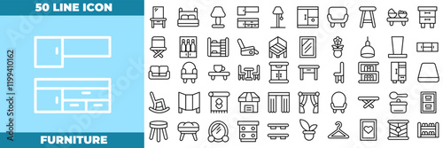 Furniture Line Editable Icons set