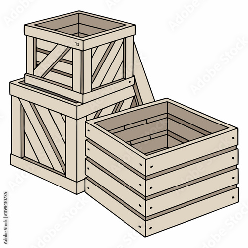 stacked wooden crates with one tipped over