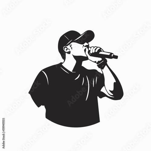 Singer with Microphone Vector Illustration. Vector Image