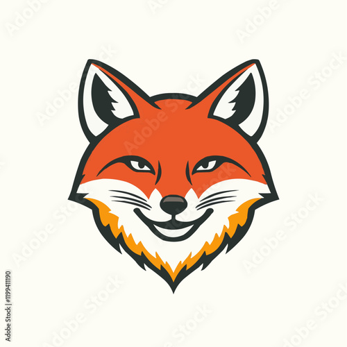 Smiling Fox Head Vector Illustration. Vector Image