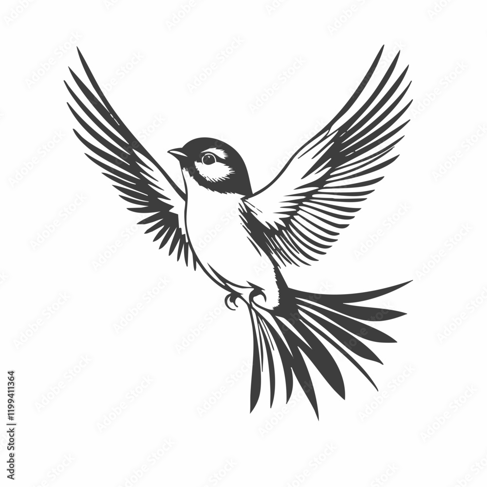 Obraz premium Stylized Bird in Flight Vector Illustration. Vector Image