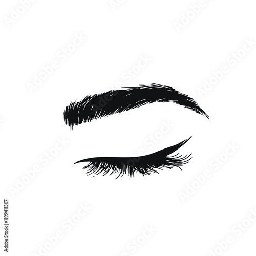 Stylish Eyebrow and Eyelash Design. Vector Image