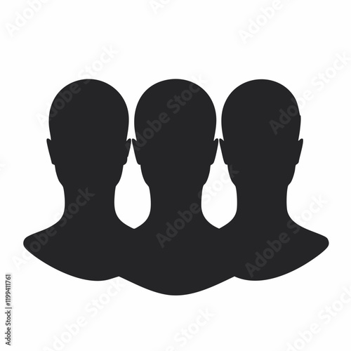 Three Anonymous Head Silhouettes Connected Together. Vector Image