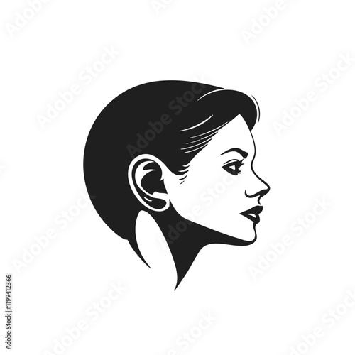 Womans Profile Short Hair Vector Illustration. Vector Image