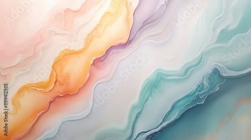 Abstract Fluid Art Background with Pastel Colors and Dynamic Flowing Forms photo