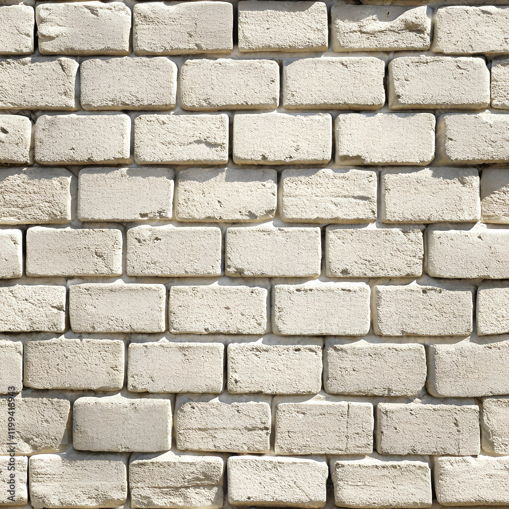 Fototapeta premium Seamless Weathered White Brick Texture with Grungy, Distressed Details
