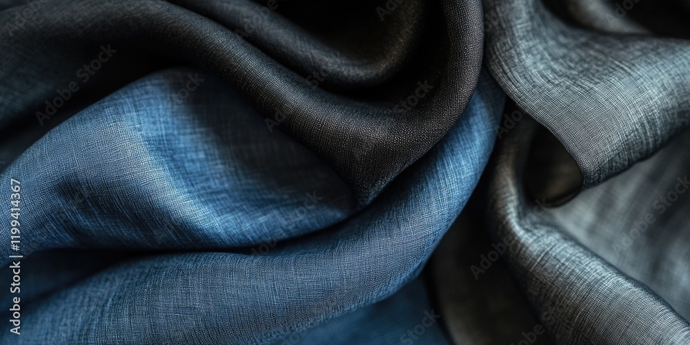 Fototapeta premium Mystical Blue Textile with Patterned Dots