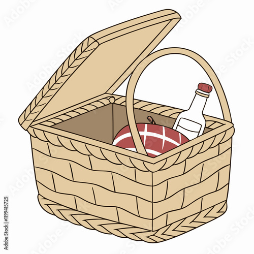 woven picnic basket with an open lid