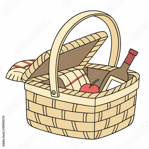 woven picnic basket with an open lid