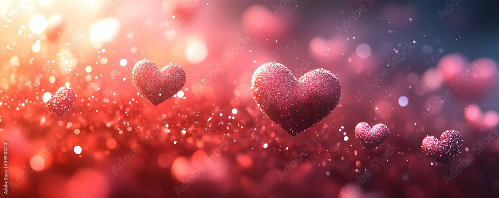 Sparkling hearts float, romantic backdrop Sparkling hearts float, romantic backdrop