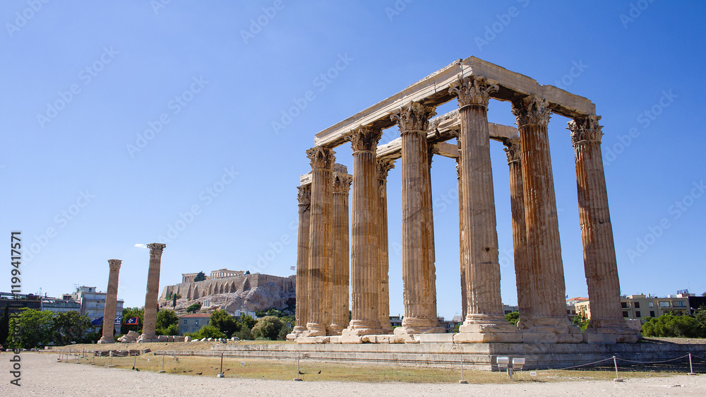 ruins of amazing ancient acropolis at Athens in Greece at sunny day ruins of amazing ancient acropolis at Athens in Greece at sunny day