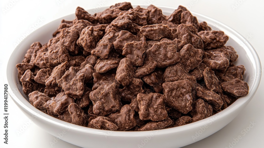 Delicious Chocolate Coated Snack Bites in a White Bowl Delicious Chocolate Coated Snack Bites in a White Bowl