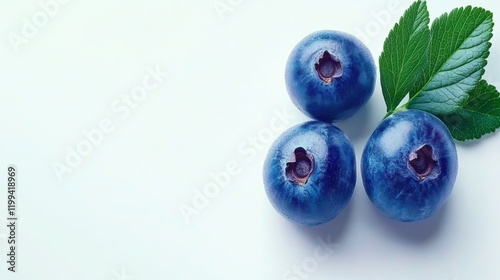 Wallpaper Mural Fresh Blueberries with Leaf on White Background for Healthy Eating Torontodigital.ca