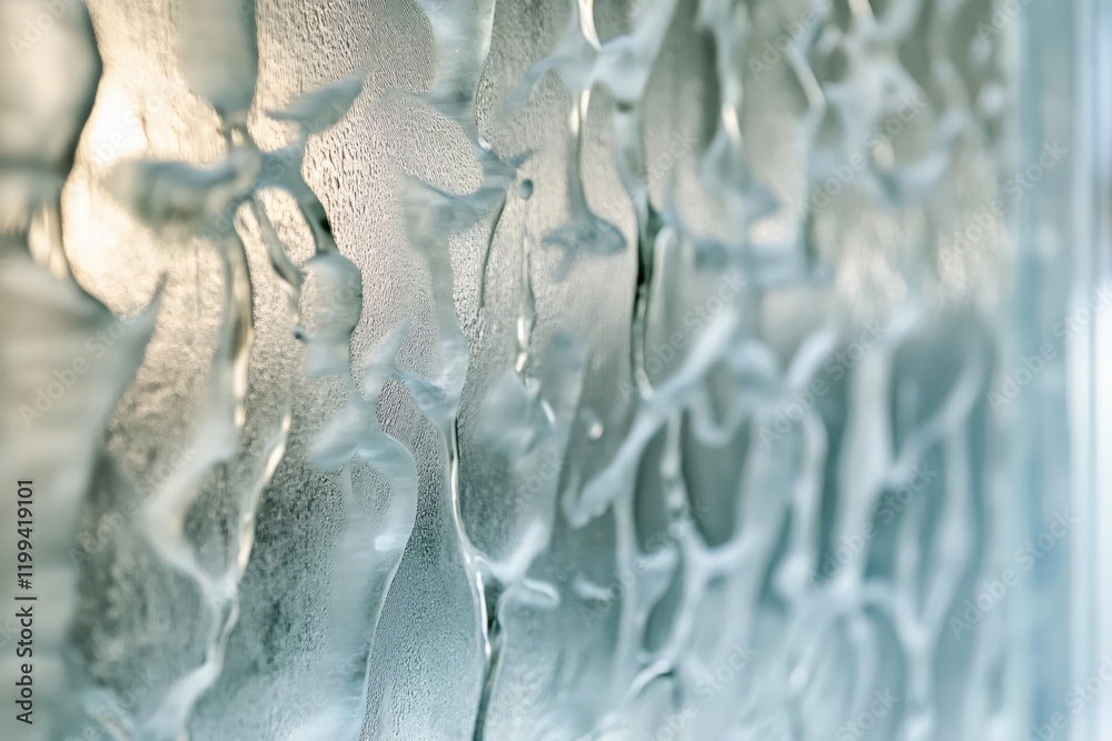 Naklejka premium Abstract Glass Texture Cool Blue Tones Water Droplets Design Background