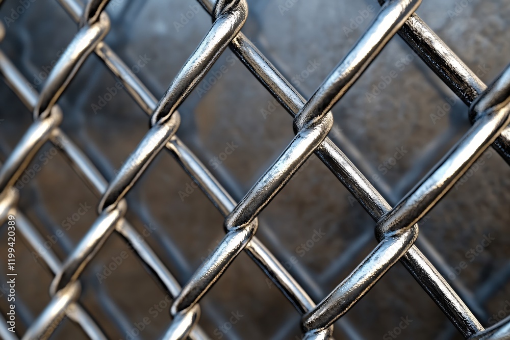 Closeup Metal Chain Link Fence Texture Abstract Background