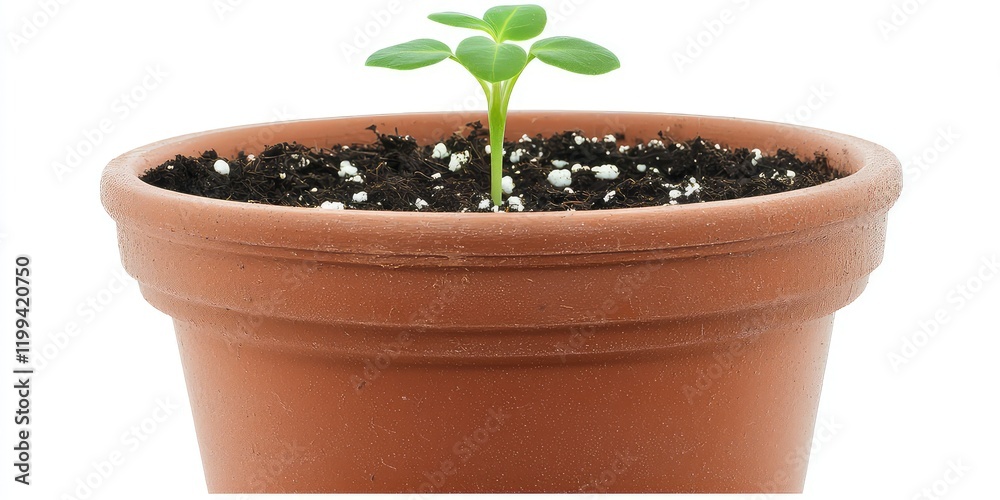 A young plant sprouting from a pot, symbolizing growth and renewal. A young plant sprouting from a pot, symbolizing growth and renewal.