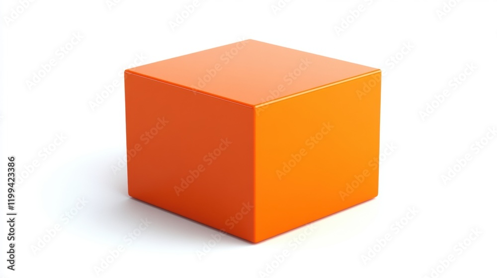 Bright Orange Geometric Block on White Background for Creative Design