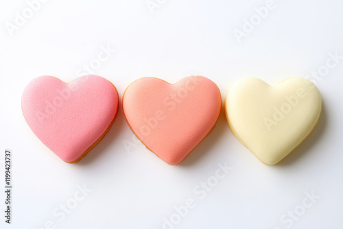 Delightful heart shaped cookies in pastel colors, perfect for celebrations