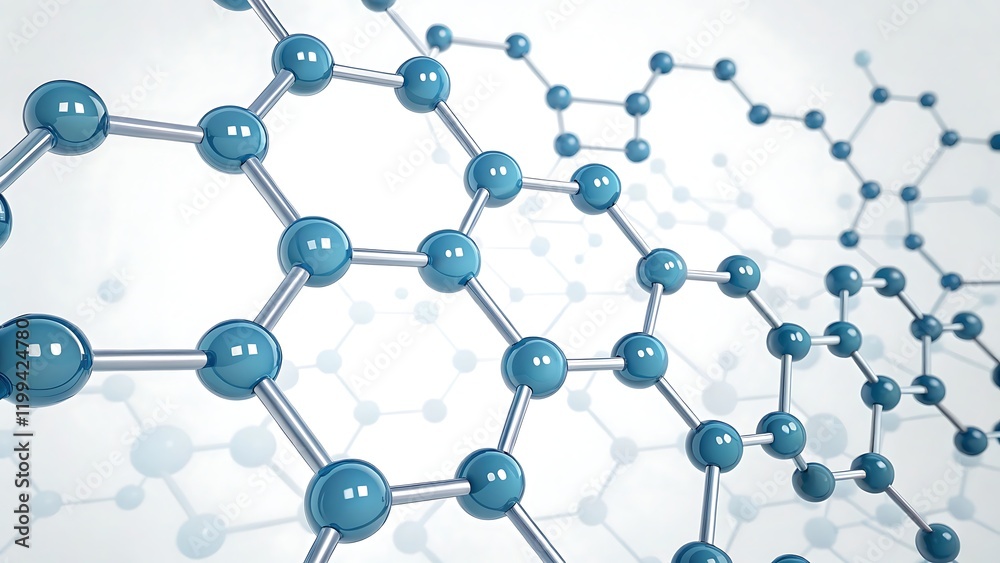 A molecular structure with blue spheres connected by gray lines, representing a chemical or scientific concept A molecular structure with blue spheres connected by gray lines, representing a chemical or scientific concept