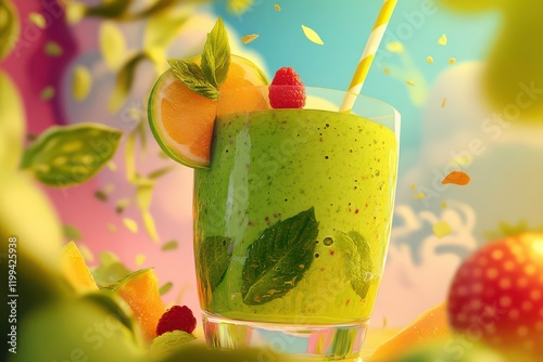 Whimsical Healthy Smoothie in Cartoon Style