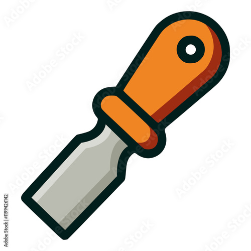 chisel wood carving hand tool flat color vector illustration template design