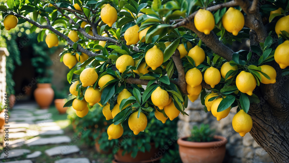The orange tree in the yard bears fruit abundantly The orange tree in the yard bears fruit abundantly