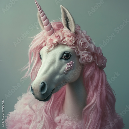 horse in unicorn costume 