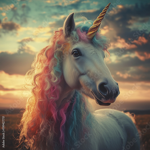 horse in unicorn costume 