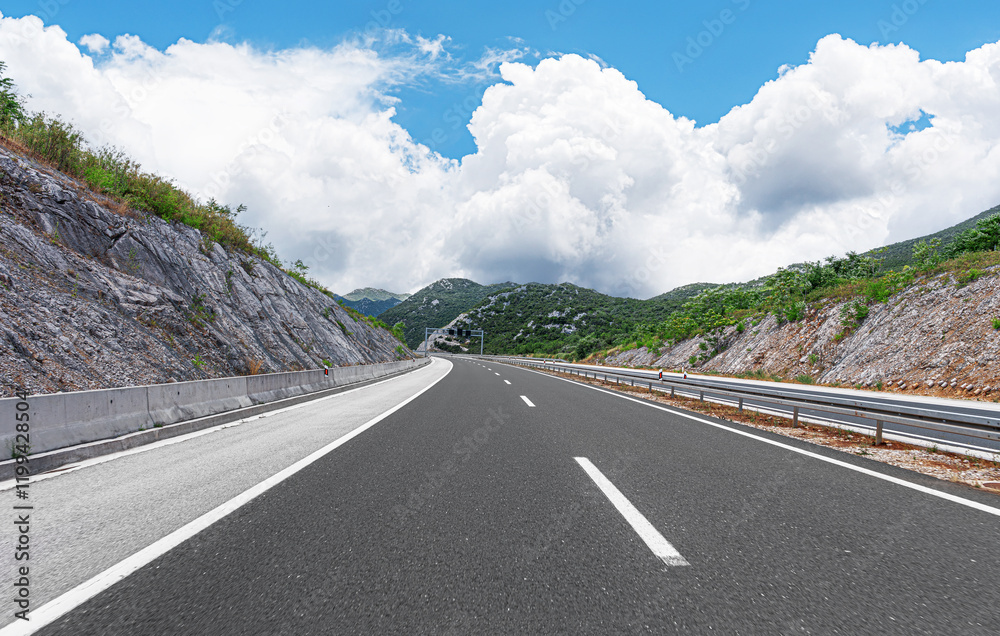 Highway in a beautiful mountainous area.