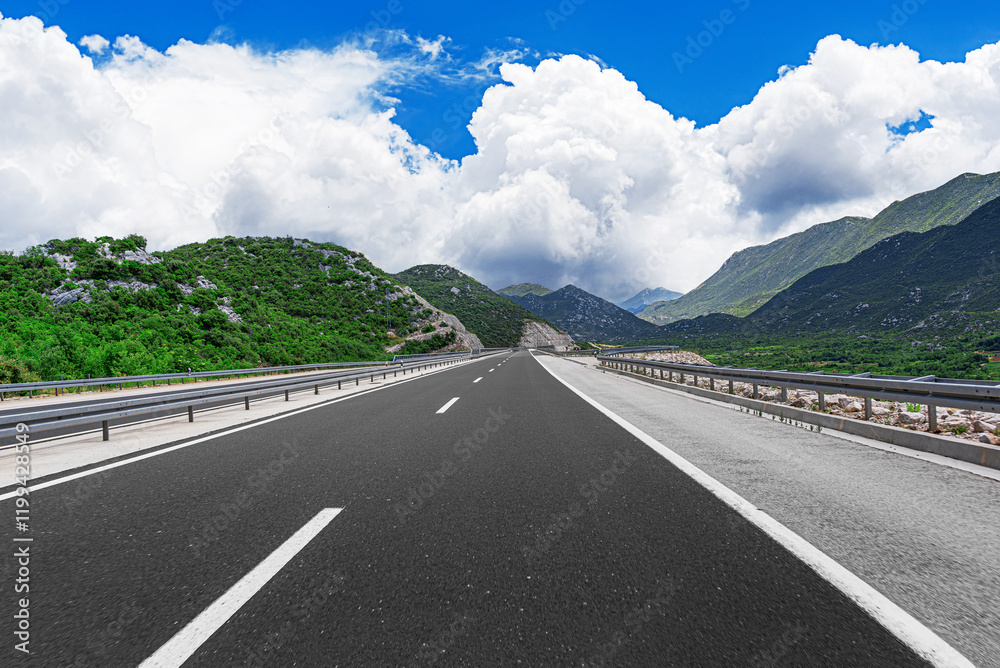 Highway in a beautiful mountainous area.
