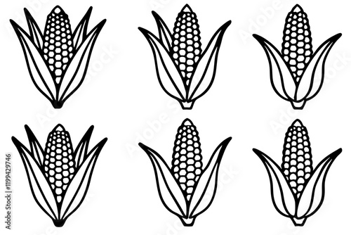 Corn Line Art Vector Bundle