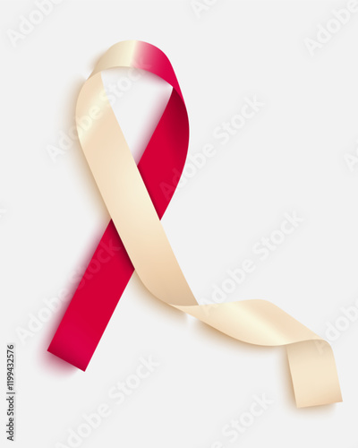Vector illustration on the topic of Oral, Head and Neck Cancer Awareness Week, which is held every year in April.A ribbon in the shape of a loop of burgundy color with a touch of ivory.Poster design.