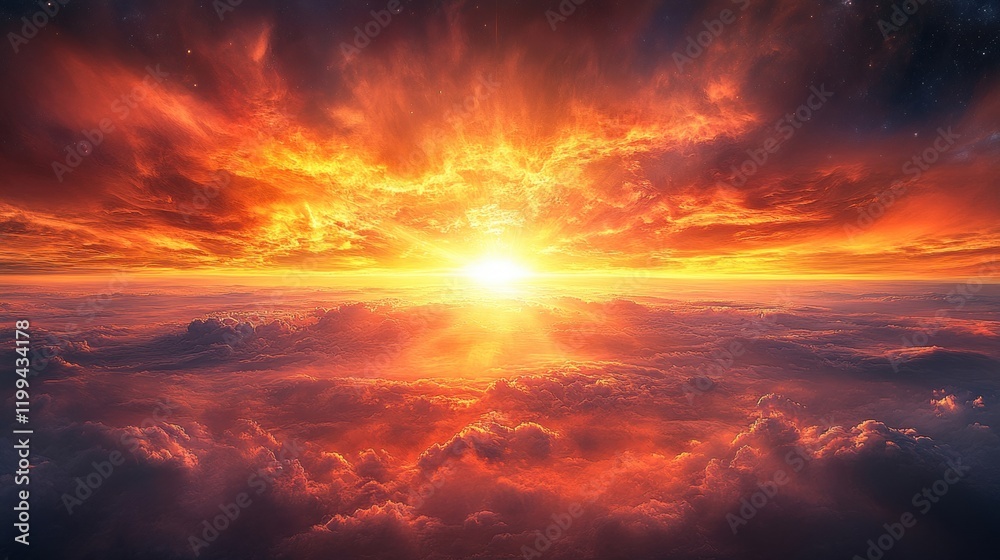 Fototapeta premium Breathtaking Sunrise Over Colorful Clouds and Vibrant Sky