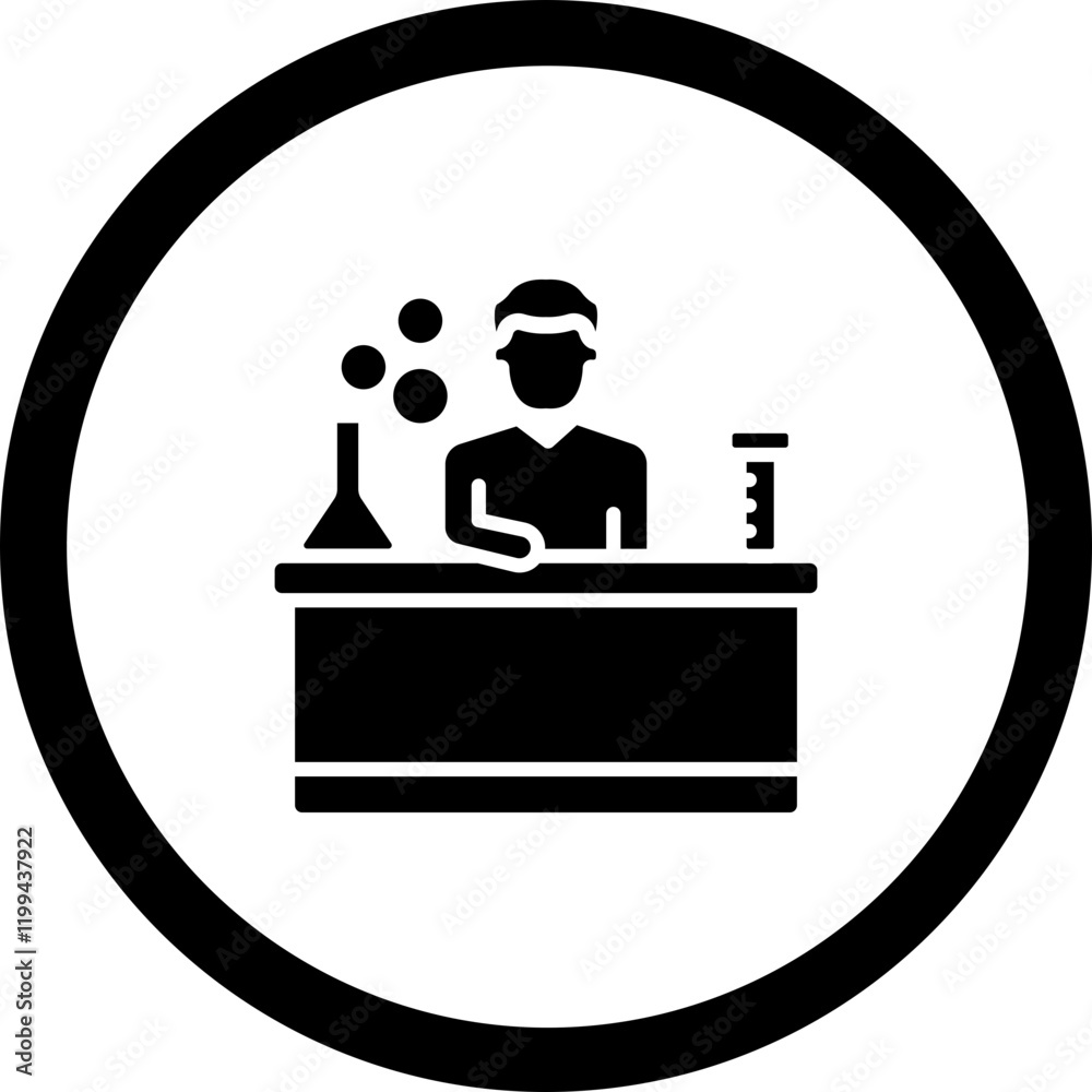 Chemist Working Vector Icon Design Chemist Working Vector Icon Design