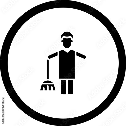 Man Sweeper Working Vector Icon Design