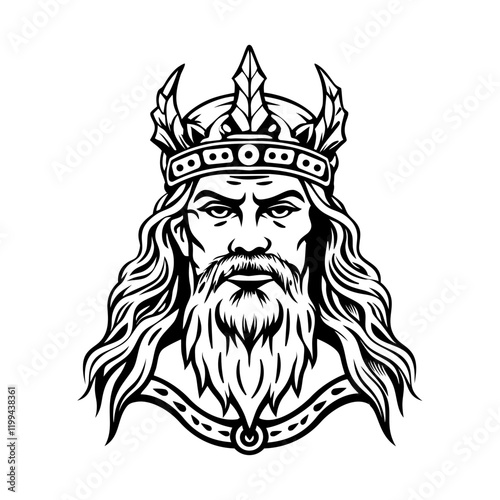 A vintage style aesir god illustration