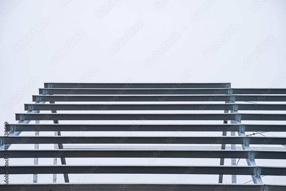 Fast construction of a hall made of steel elements - assembly process - stainless steel