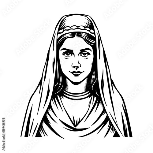 Brigid goddess portrait vintage style illustration