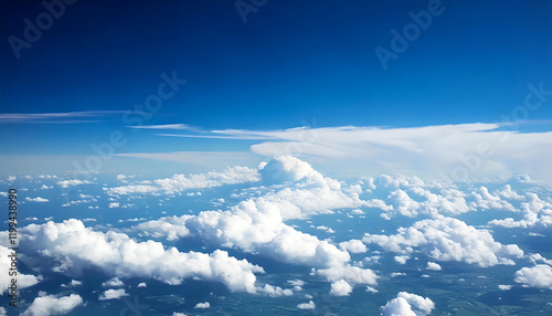 飛行機からの眺め - 空と雲の広がり　生成AI