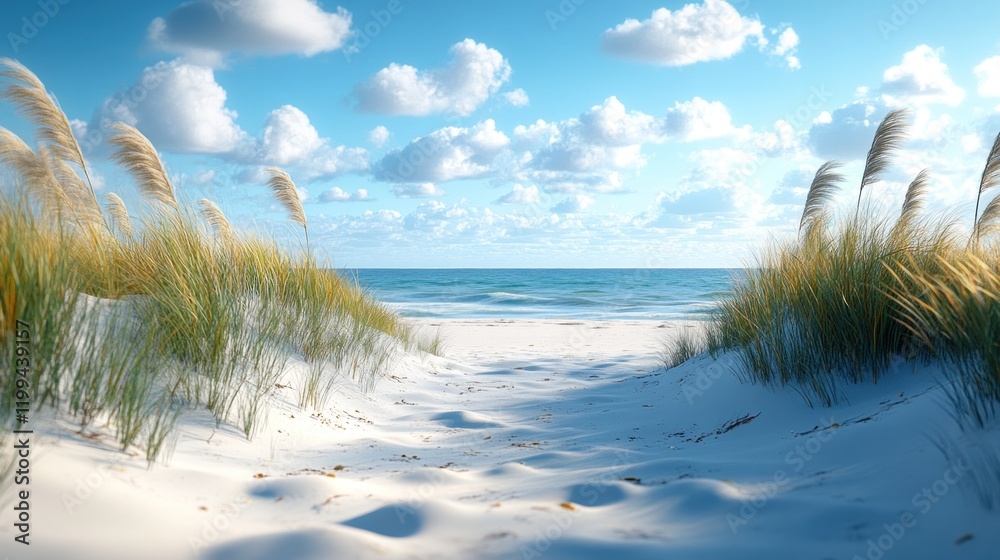 Serene Coastal Dunescape: A Summer's Day at the Beach