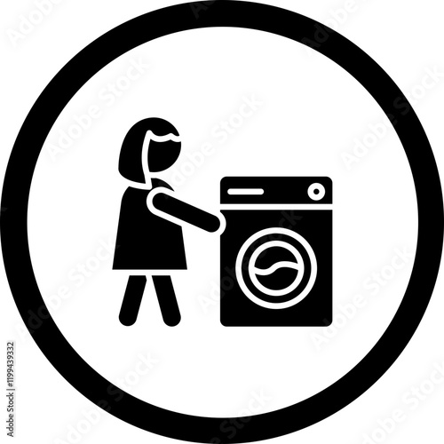 Woman And Laundry Vector Icon Design