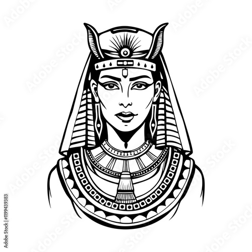Hathor goddess illustration in vintage style