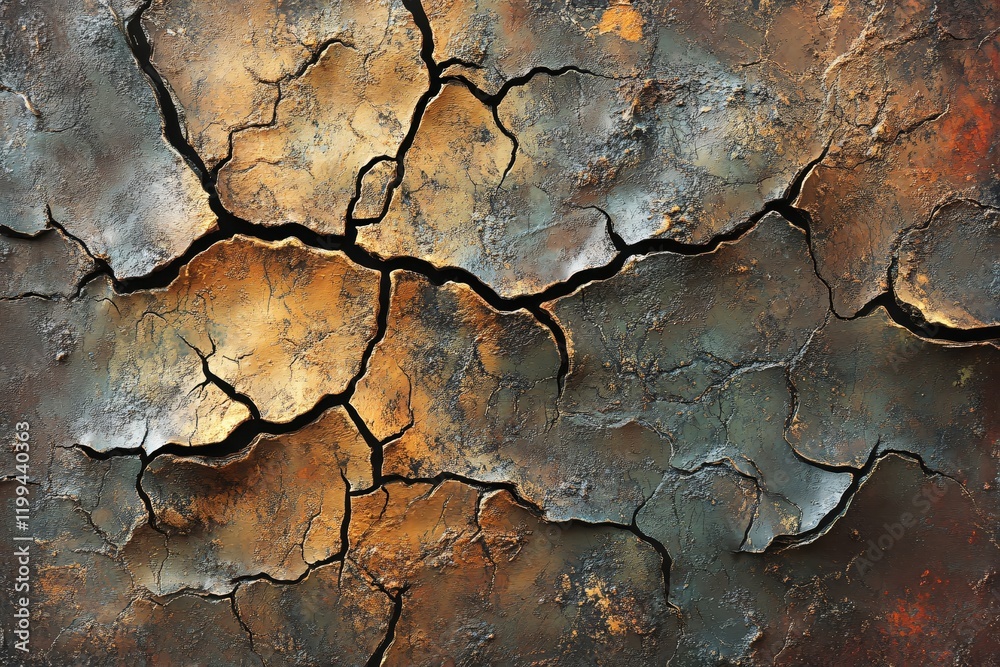 Abstract Cracked Metallic Texture Bronze Gold Tones Dark Grey Background Abstract Cracked Metallic Texture Bronze Gold Tones Dark Grey Background