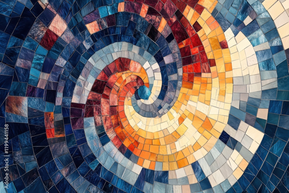 Fototapeta premium Abstract Mosaic Spiral Art Colorful Tiles Design Pattern Texture Background
