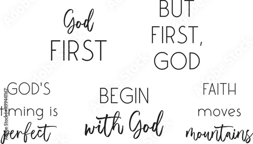 Christian quotes bundle, religious print, Christian saying set, vector illustration