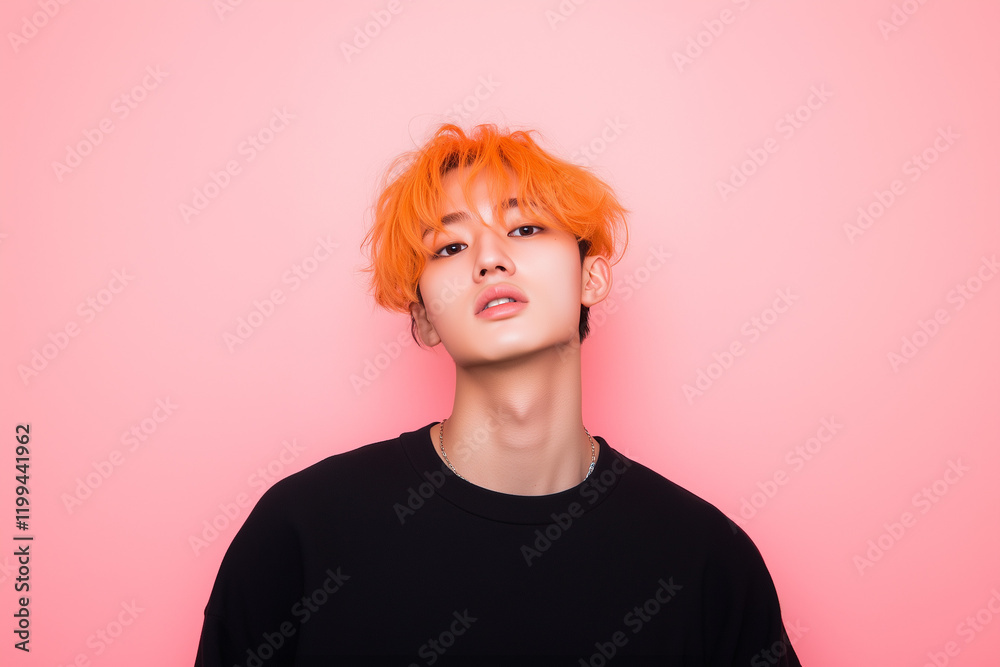 オレンジ色の髪の男性、ヘアカラー