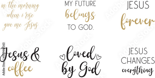 Christian quotes bundle, religious print, Christian saying set, vector illustration