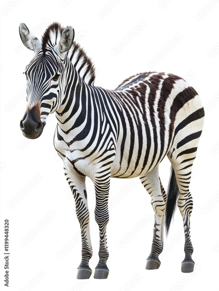 Fototapeta premium Zebra with stripes, standing in a natural habitat.